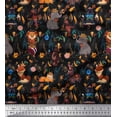 thumbnail image 1 of Soimoi Rayon Crepe Fabric Floral,Ball & Animals Cartoon Decor Fabric Printed Yard 46 Inch Wide, 1 of 3