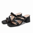 thumbnail image 2 of Pennysue Women Square Toe Sandals Strappy Slip On Chunky Heels with Cushioned Insole for Summer Party Office Daily Wear, 2 of 7