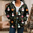 thumbnail image 4 of idosla Women's Christmas Zip Up Hoodies Boho Long Sleeve Printed Drawstring Oversized Hooded Sweatshirt with Pockets (Black, XL), 4 of 7