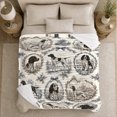 thumbnail image 5 of Vintage Hunting Dogs in Oval Frames, Nostalgic Sporting Style for Dog Lovers, Black Toile Field Pattern and Father's Day Gift, Cozy Flannel Blanket for Cabin and Lodge, Home Decor, 5 of 9
