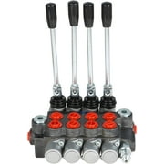 Hydraulic Directional Double Acting Control Monoblock Valve, 4 Spool 11GPM BSPP Ports Hydraulic Directional Control Valve 3600 PSI Fit for Small Tractors Loaders Etc
