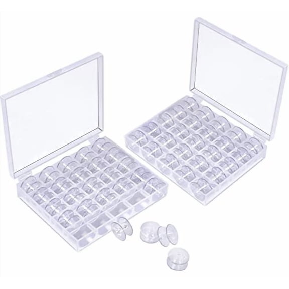 50 Pcs Bobbins,Plastic Bobbins for Sewing Machine,Sewing Bobbins with Bobbin Case,Bobbin for Sin-ger/Bro-Ther,Bobbins for Singer Sewing Machine