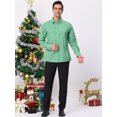 thumbnail image 3 of Unique Bargains Men's Plaid Button Down Long Sleeves Dress Checkered Shirts S Green White, 3 of 6