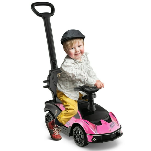 Infans 3-in-1 Licensed Lamborghini Ride on Push Car Stroller Sliding Car w/ Sound Pink