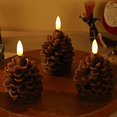thumbnail image 4 of 2pcs  Pinecone LED Candles - Battery-Operated Flameless Flickering Lights, Easter Christmas Decor for Tree, Mantel, Tabletop & Holiday Party Atmosphere, 4in, 4 of 9