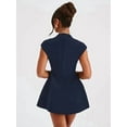 thumbnail image 4 of Women'S Summer Sexy- Cap Sleeve Deep V Neck Zipper A-Line Mini Dress Hollow Bodycon Night Out Party Dress Navy Blue S, 4 of 7