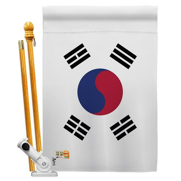 Americana Home & Garden AA-CY-HS-140129-IP-BO-D-US18-AG 28 x 40 in. Korea South Flags of the World Nationality Impressions Decorative Vertical Double Sided House Flag Set & Pole Bracket Hardware Flag