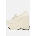 thumbnail image 4 of GILLIAM Beige High Platform Wedge Loafers, 4 of 6