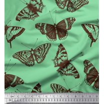 Soimoi Green Cotton Duck Fabric Butterflies Butterfly Decor Fabric Printed Yard 42 Inch Wide