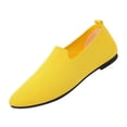 thumbnail image 3 of EKVAHL Women's Knit Slip-On Flats, Pointed-Toe Ballet Shoes, Breathable Lightweight Casual Shoes in Multiple Bright Colors Yellow, 3 of 6