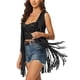 thumbnail image 4 of CHALECO CASUAL SIN MANGAS DE ANTE SINTÉTICO CON DISEÑO DE BORLAS PARA MUJERES INSPIRE CHIC S Negro, 4 of 6