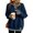 01# Navy, variant on Women's Henley Sweatshirt Mock Two Piece Pullover Leopard Layered Long Sleeve Button Crew Neck Drop Shoulder Split Hem Loose Fit Tunic Top Army Green L