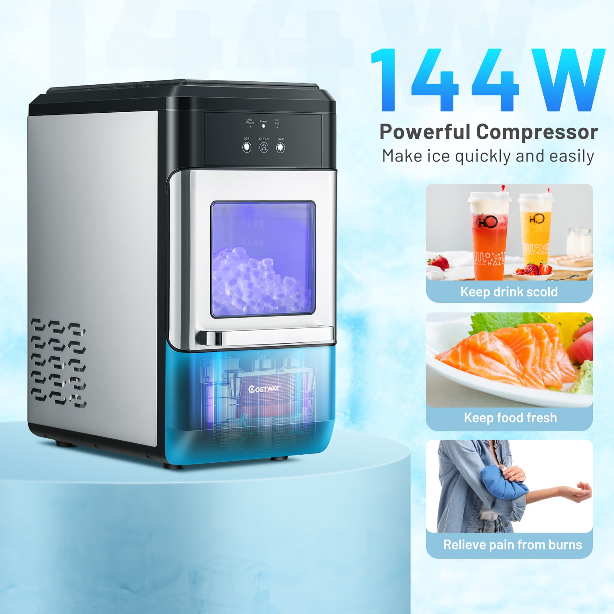Nugget Ice Maker Machine Countertop Chewable Ice Maker 29lb/Day  Self-Cleaning 6499853003872