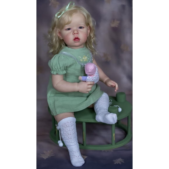 Angelbaby Big Reborn Toddler Dolls Girl Look Real 30 inch Reaistic Silicone Baby Weighted Doll Lifelike Handmade Reborn Baby with Blond Hair Real Loo