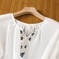 thumbnail image 5 of Cmfcve Tops for Women 2026 Cotton Linen T Shirts Retro Plus Size 3/4 Sleeve V Neck Embroidered Blouse, 5 of 7