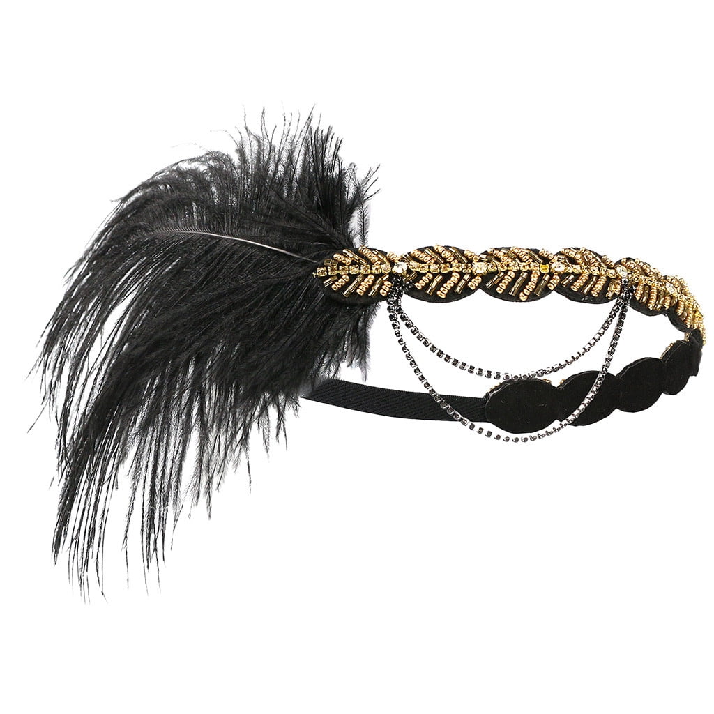 Girls Elegant Hat Strap Flower Feather 
