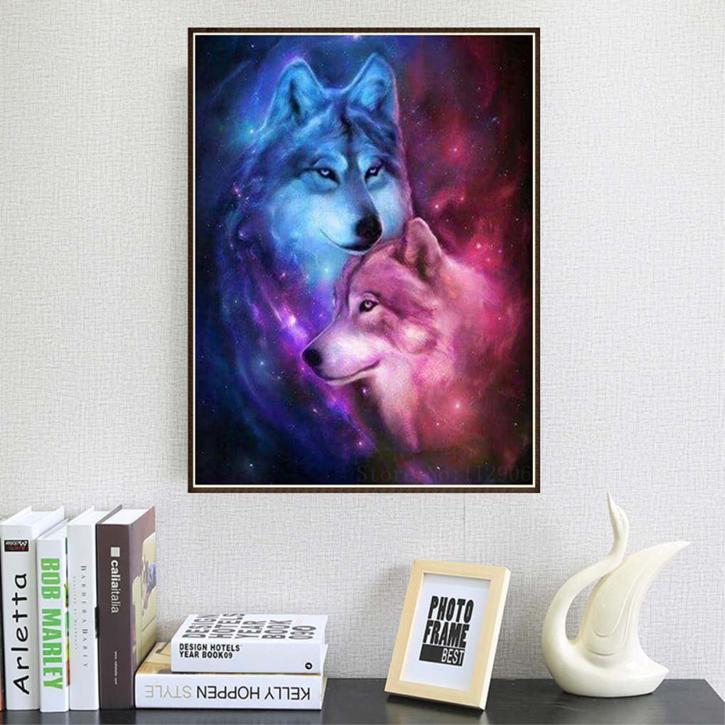 5D Diy Lovers Wolf Rhinestone Diamond Painting Crystal Embroidery Animal Picture Home Decorative Resin Cross Stitch