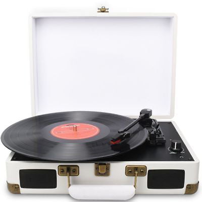 DIGITNOW! Turntable Record Player 3speeds with Built-in Stereo Speakers, Supports USB / RCA Output / Headphone Jack / MP3 / Mobile Phones Music Playback,Suitcase