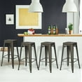 thumbnail image 4 of Costway Collection High Back Metal Bar Stool Footrest Industrial Style, Gray (Set of 4), 4 of 12