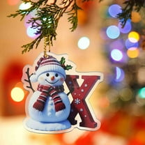 Christmas Snowman Alphabet Ornaments - Cute 2D Flat Personalized A-Z Pendants, Christmas Baubles for Tree Mantel and Gift Tag