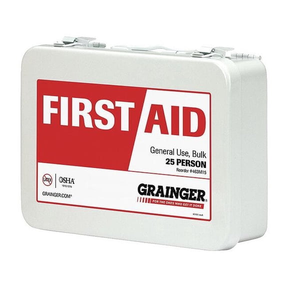 First Aid Kit and Housing, Metal 132 Components, 25 People Served
