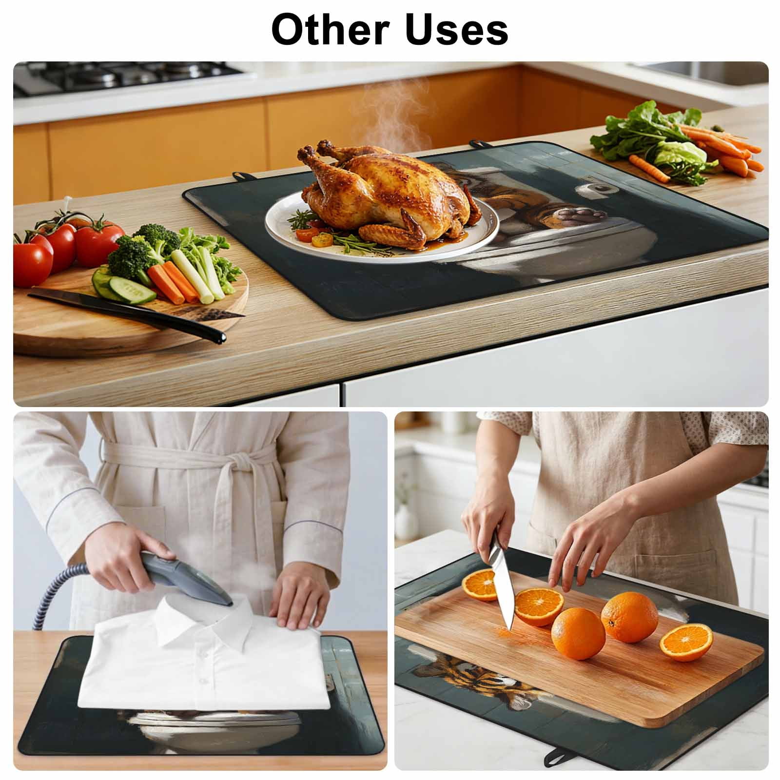 Bathroom Tiger Stove Top Cover for Electric Stove, Heat-proof & Non Slip Glass Top Stove Cover Protector, Toilet Animals Vintage Kitchen Flat Cooktop Rubber Mat 24x21 Inches