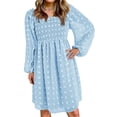 thumbnail image 3 of Women Long Sleeve Maternity Dress Square Neck Swiss Dot Casual Loose Short Dresses, 3 of 5