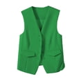 thumbnail image 2 of Xioeram Women Suit Waistcoat Single-breasted V Neck Sleeveless Decorative Pockets Cardigan Solid Color Formal Business Style Casual Office Wear Vest Spring Summer Clothes, 2 of 8