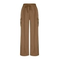 thumbnail image 4 of FRSASU Wide Leg Pants Woman with Pockets High Waist Pant Adjustable Knot Loose Trousers Business Casual Work Pants Khaki, 4 of 7