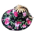 thumbnail image 5 of Wxqbjtam 2 in 1 Bamboo Fan Foldable Sun Hat Floral Sunscreen Cap Portable Multifunctional black peony, 5 of 9