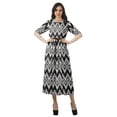 thumbnail image 4 of Moomaya Short Sleeve Midi Dress Printed Pleated Scoop Neck Elegant Work Dress, 4 of 6