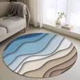 thumbnail image 2 of Navy Blue Brown Ombre Large Area Rugs for Bedroom Living Room, Soft Non Slip Carpet Bedside Rug, Modern Geometric Abstract Cream Round Floor Cover Kitchen Accent Rug 3' for Dining Room/Office, 2 of 9