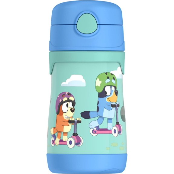 Bouteille à paille Thermos pour enfants en acier inoxydable à isolation sous vide, 10 ozoz, Bluey
