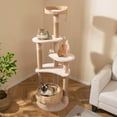 thumbnail image 2 of Costway 65" Cattail Cat Tower with Jute Scratching Posts Perch Basket Bed Dangling Balls, 2 of 10