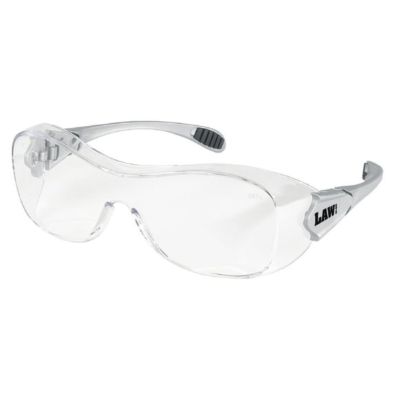 Crews Lunettes de Sécurité Antibuée Transparentes Law Over The Glass, Lunettes de Protection des Yeux sur le Côté, Manchon de Branches Hybride Noir, Lot de 12