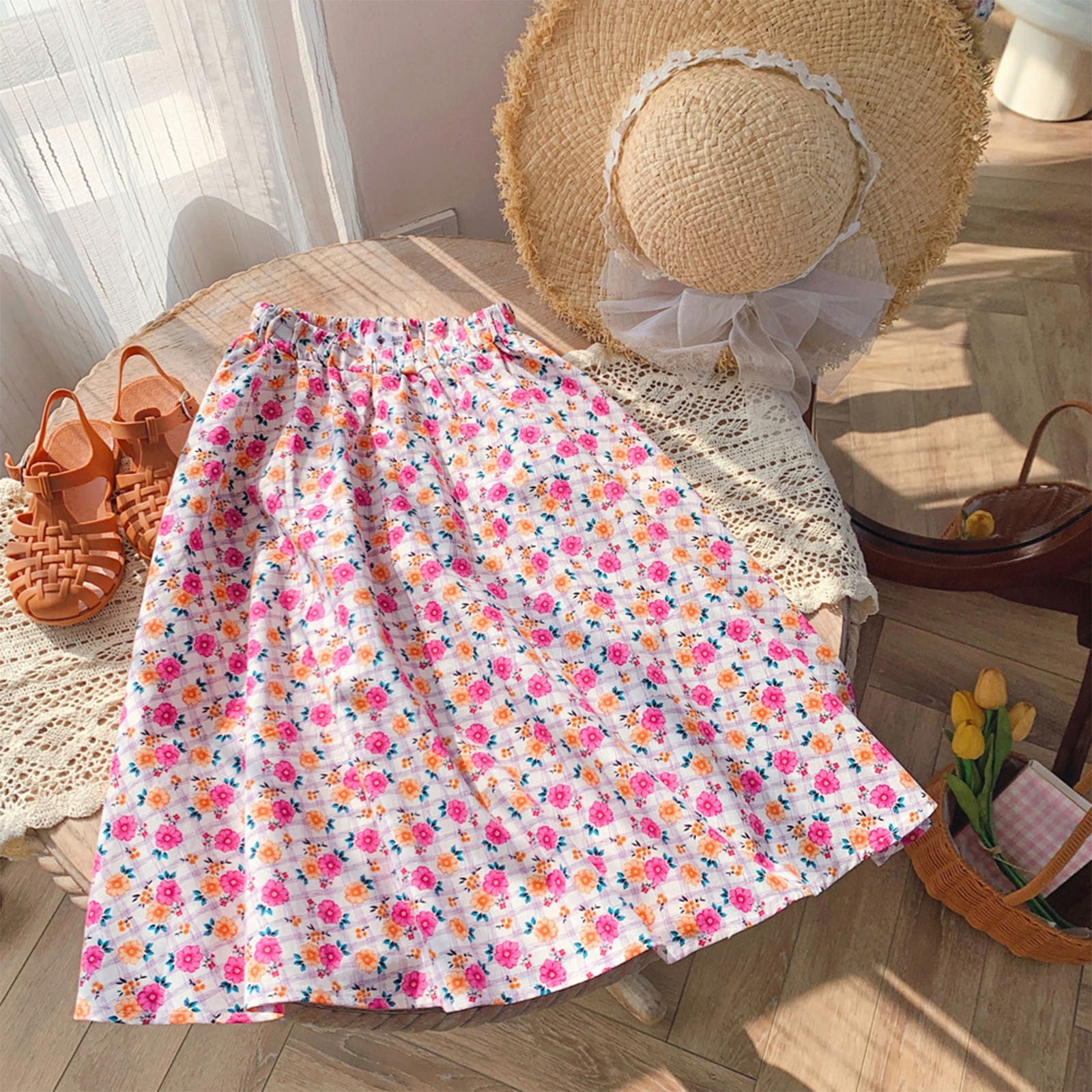 Lovskoo Kids Floral Long Skirt 2-11Y, A-Line Maxi Skirts for