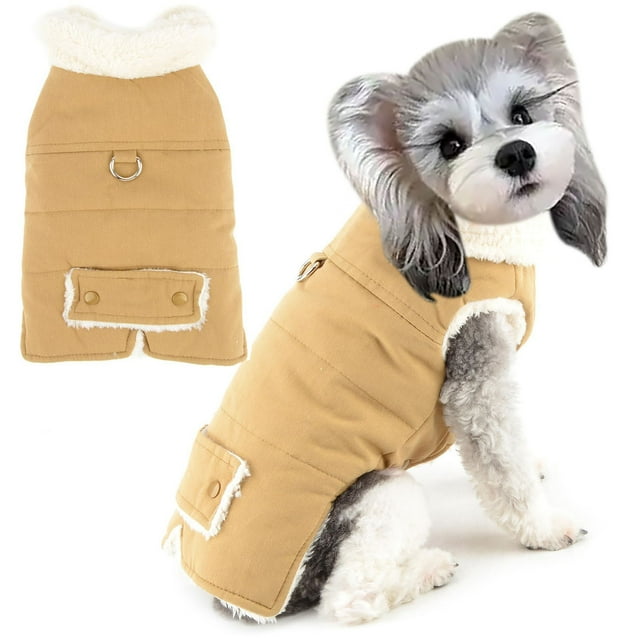 Lined Winter Dog Jacket Vest With Leash Ring For Small Breed Puppy Pet Cold Weather Coat