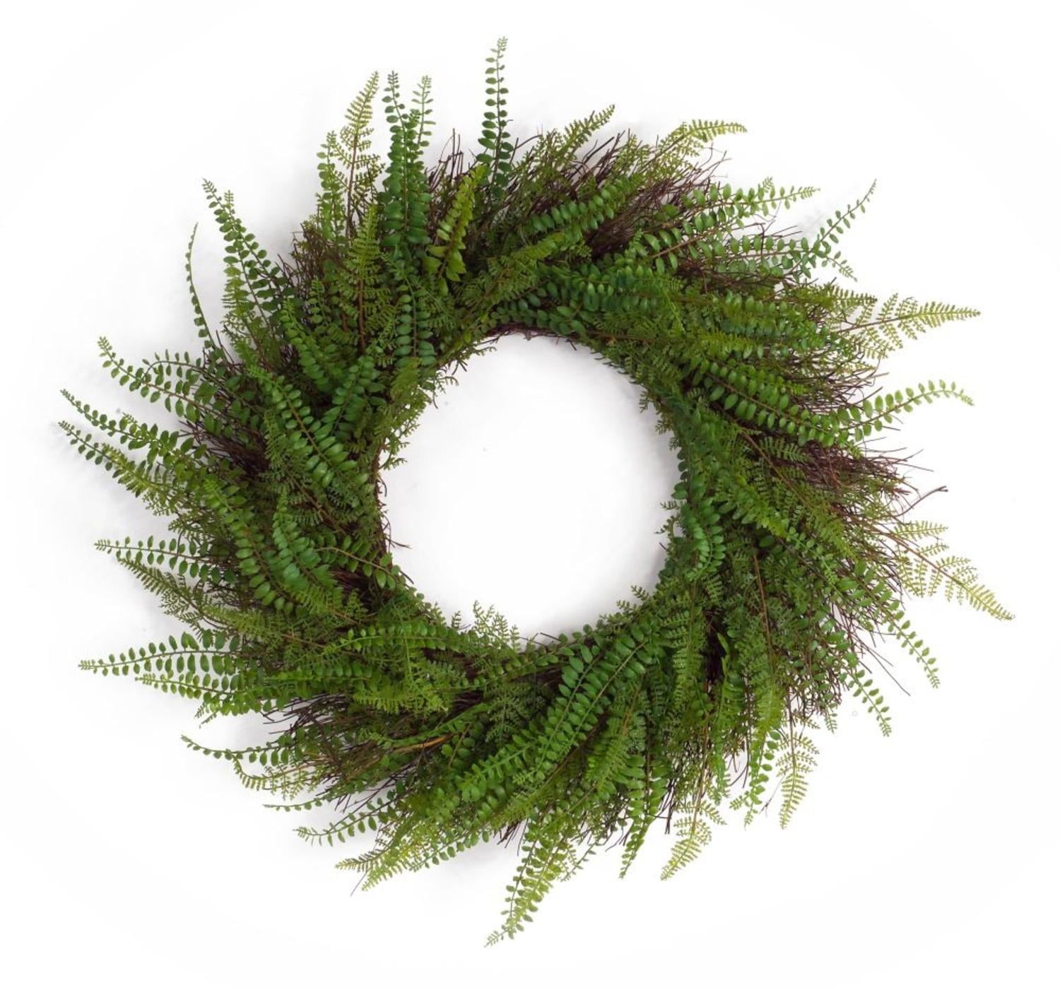 Set of 2 Artificial Wispy Green Springtime Fern Wreath 28” Walmart