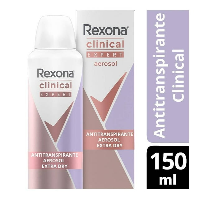 Antitranspirante Rexona clinical expert extra dry en aerosol para dama 150 ml