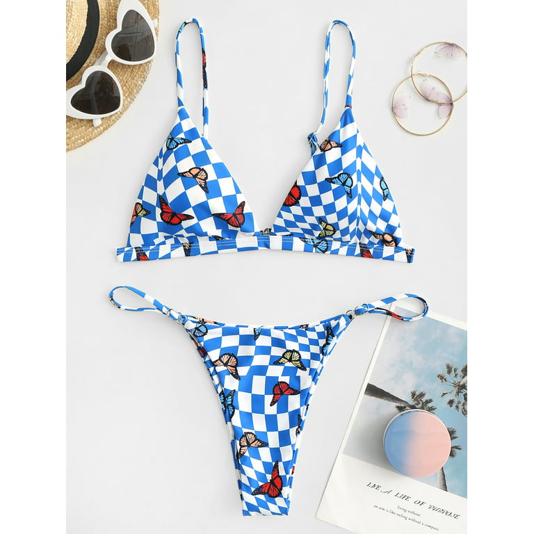 Checkered bikini top blue  Trendy Swimwear & Cute Swimsuits