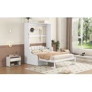 Mintazer Queen Size Murphy Bed with Sofa, Modern Foldable Wall Bed with Cushions for Bedroom Apartment Guest Room, White