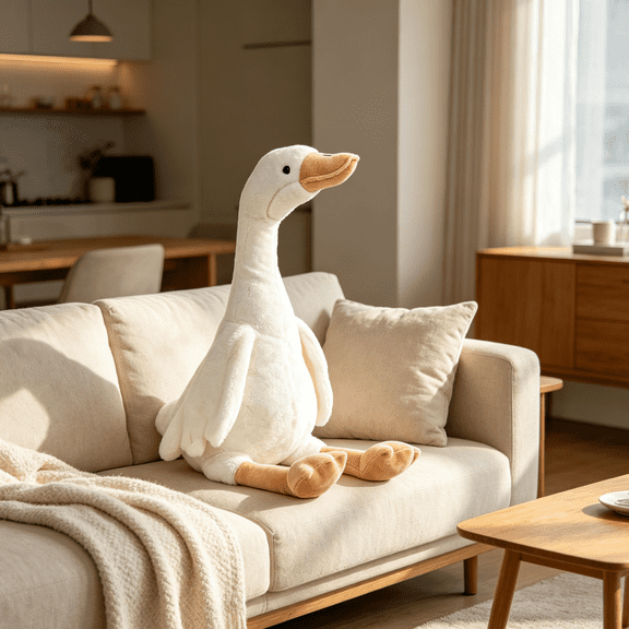 CYFW 15.7" Goose Plush Stuffed Animal,Cuddly Stuffed Swan Toy for Kids Adults,Cuddly Goose Stuffed Animal White