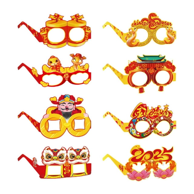 Gafas de marco para fotos de año Nuevo chino perfecl accesorios para fotos Gafas de animales Gafas de sol de papel para fiestas