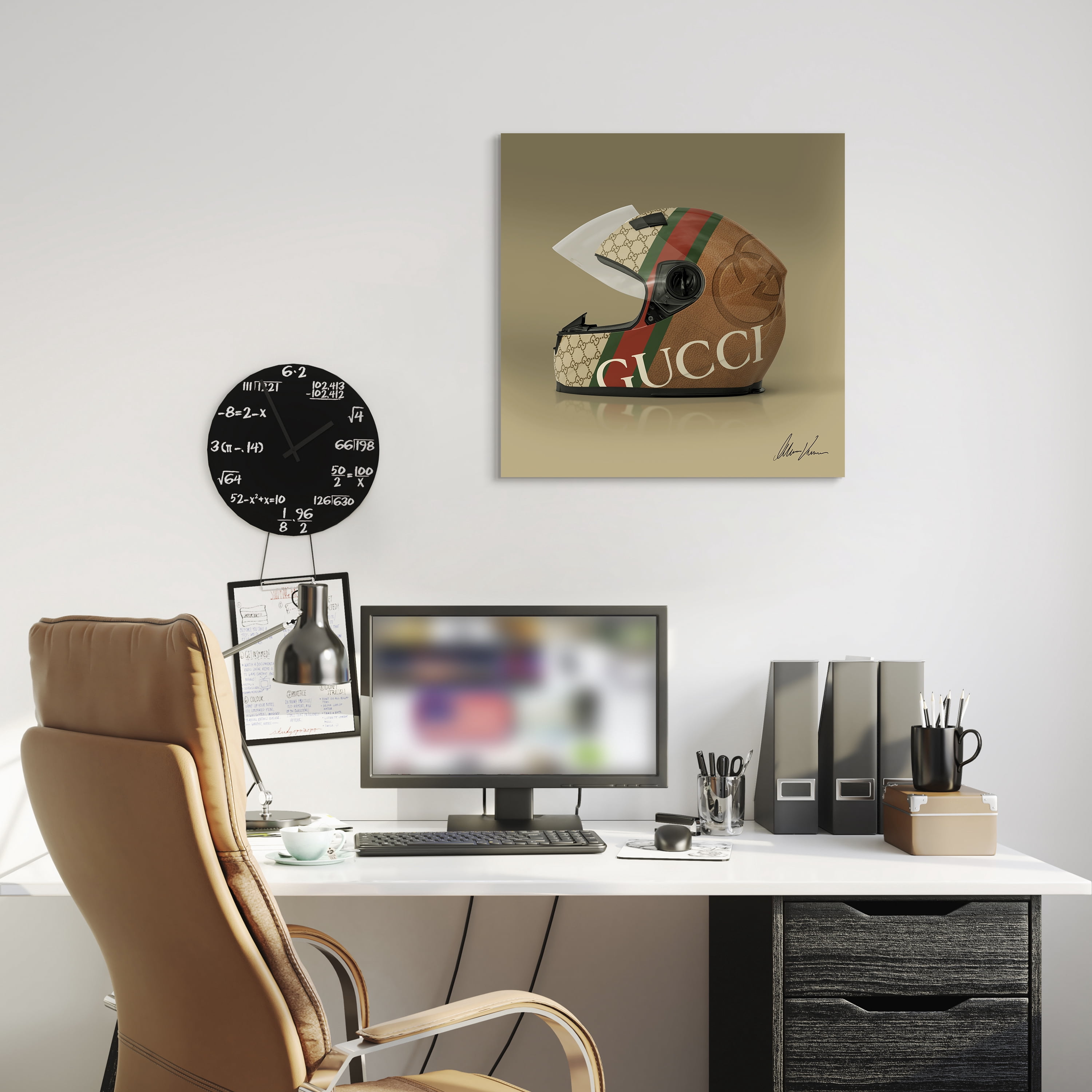 G Fabulous Helmet Frameless Free Floating Tempered Glass Panel Graphic Wall Art , 24" x 24"