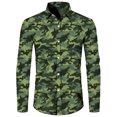 thumbnail image 3 of Camisa de primavera y otoño más nueva para hombre, camiseta de manga larga con estampado 3D de camuflaje, camisa informal con cuello vuelto y botones, camiseta para hombre y mujer, 3 of 5
