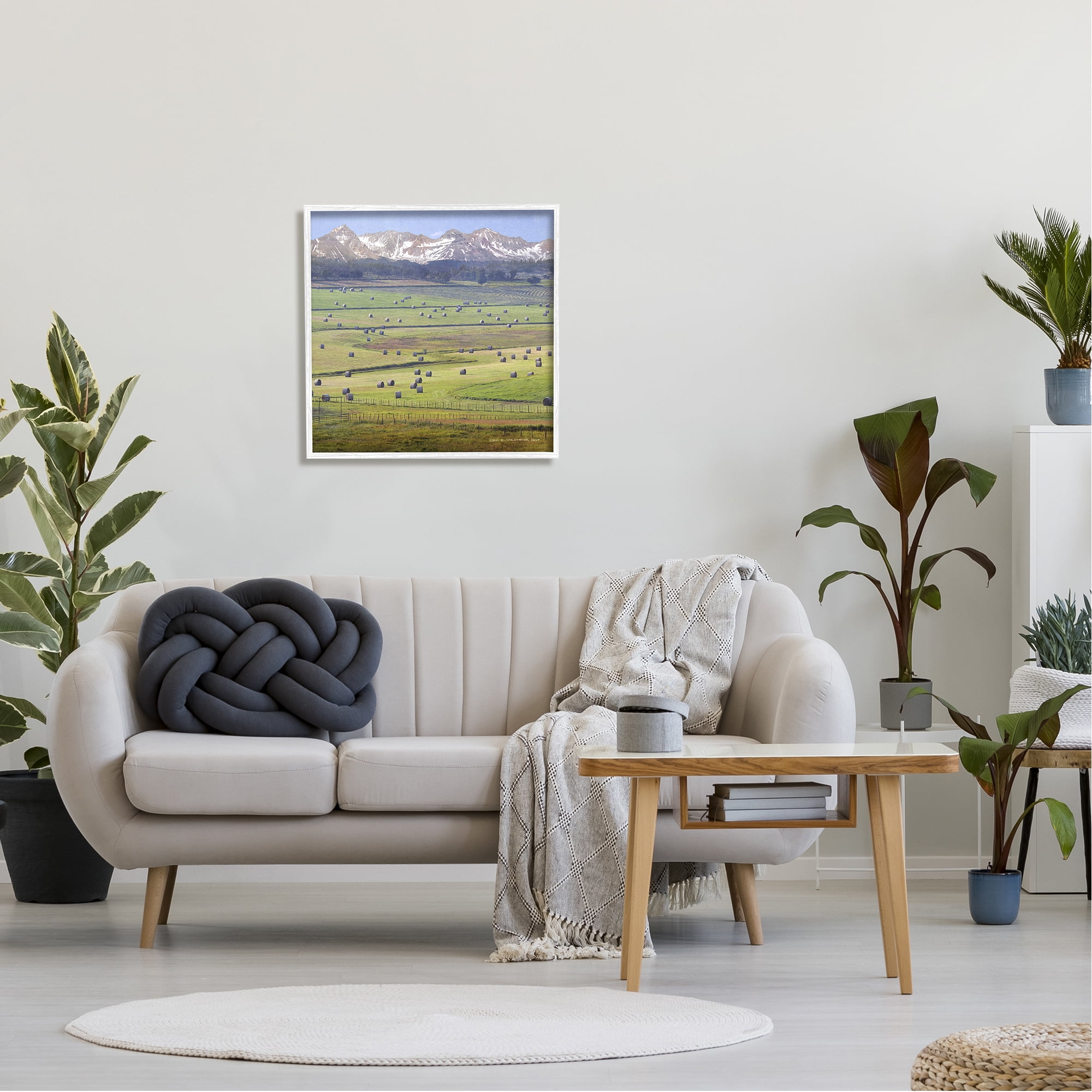 Stupell Rural Hay Bales Farm Pasture Landscape Photography White Framed Art Print Wall Art