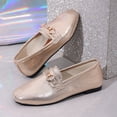 thumbnail image 6 of Abomasnow Womens Glitter PU Metal Horsebit Decor Slip‑On Square Toe Flat Loafer Shoes for Wedding Party, 6 of 9