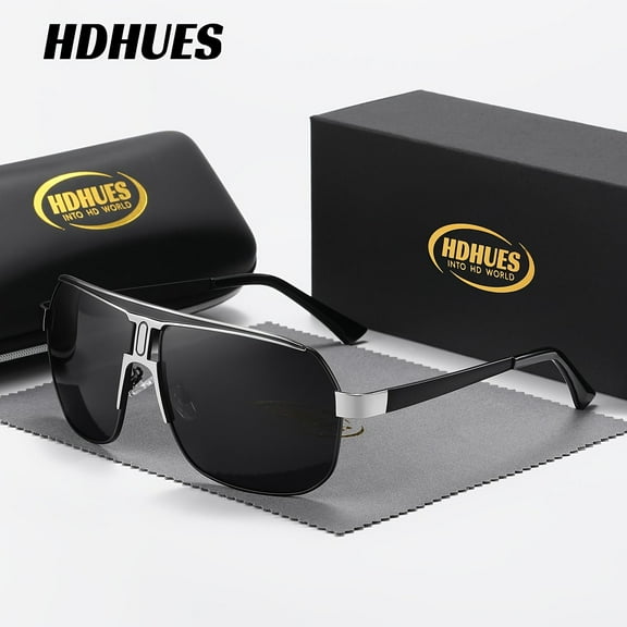 HdHues Unisex Trendy Fashion Sunglasses Polarized Full Frame Square Oversized Frame Driving Sunglasses