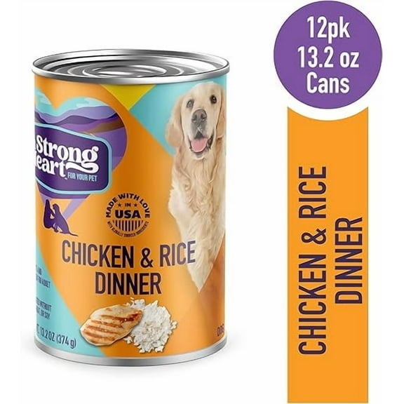 A Strong Heart Wet Dog Food, Chicken & Rice Dinner - 13.2 oz Cans (Pack of 12), Made in The USA with Real Chicken
