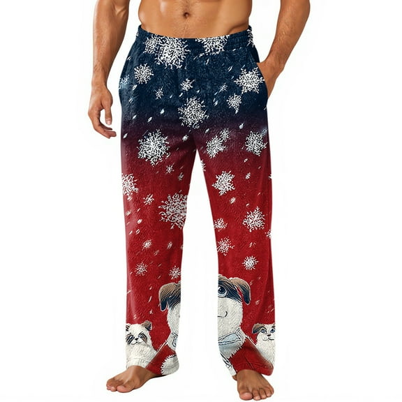 Hearthz Men Fleece Pajama Pants Christmas Men's Pajama Pants Winter Warm Plush Fluffy Sleep Pants for Men with Pockets